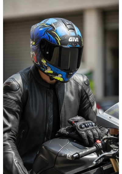 Gıvı 50.x Wıld Mat Mavi / 1 Renkli 1 Şeffaf Vizörlü Motosiklet Kask Siyah Vizör + Şeffaf