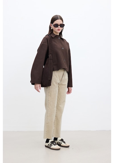 Manuka Straıght Yüksek Bel Denim Pantolon Camel Camel