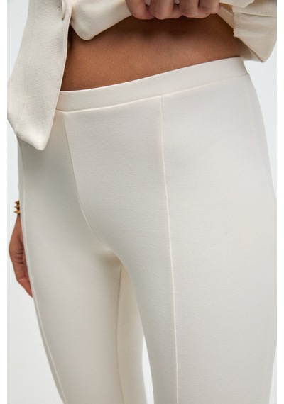 Grımelange KALYYSIA Kadın Yüksek Bel Geniş Paçalı Slim Fit Ekru Pantolon
