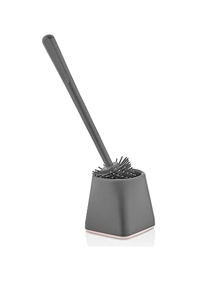 Gri Akrilik Tuvalet Fırçası Silindir Standlı 34cm Kolay Temizlik - 3371 Çok Renkli