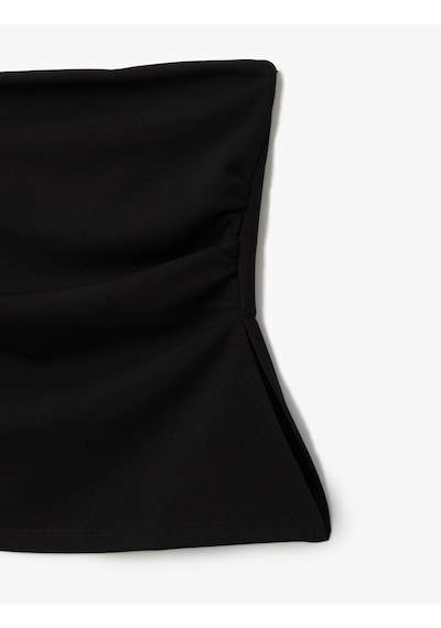 Koton Krep Scuba Kumaş Drape Detaylı Asimetrik Straplez Üst Siyah 5sak10017ek Siyah