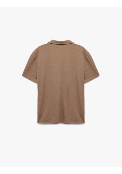 Koton Pamuklu Regular Fit V Polo Yaka Kısa Kollu Tişört Kahverengi 5sam10024mk Kahve