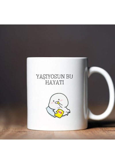 Yaşıyosun Bu Hayatı Tasarımlı Kupa Bardak Siyah