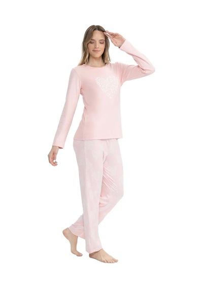 U.S. Polo Assn. U.s Polo Assn. 17108 Kadın Uzun Kollu Yuvarlak Yaka Pijama Takımı-pembe Pembe
