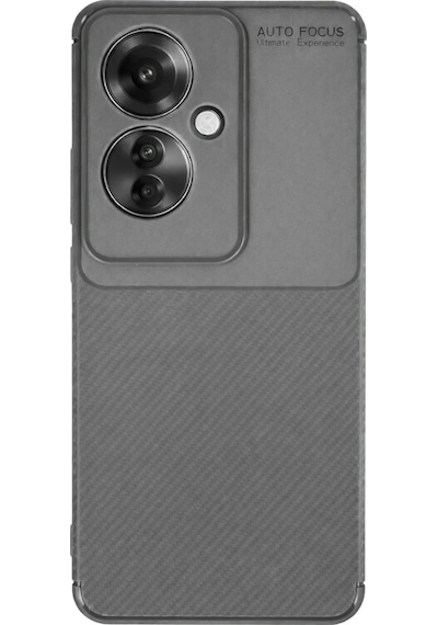 Oppo Reno 11f Kılıf Auto Focus Karbon Kapak - Gri Düz Renkli