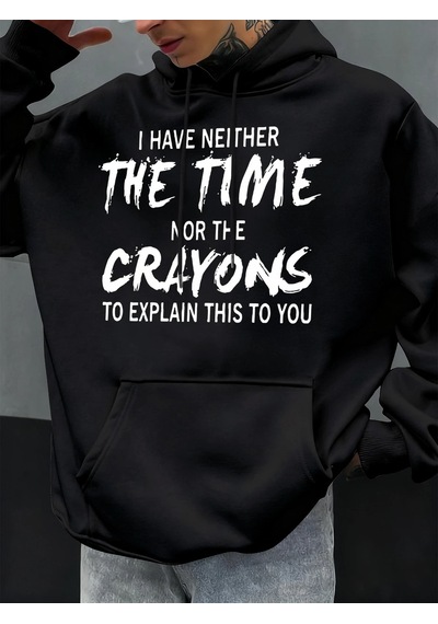 Startmore Tarzsokak Komik Desenli Sonbahar Erkek Kapüşonlu Cepli Sweatshirt Günlük Polar Yumuşak Kazak Hip Hop Kı Siyah