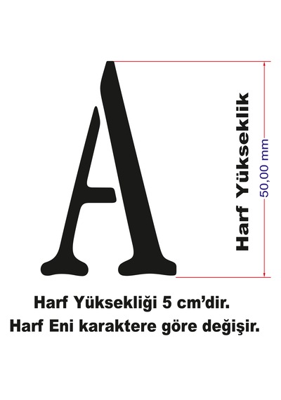Stencil Harf Boyama Şablonu X037 Harf Yüksekliği 5 Cm