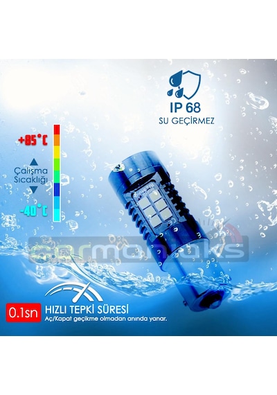 P21W 1157 Bay15D Çift Duy Park Stop Geri Vites Gündüz Far Ampülü