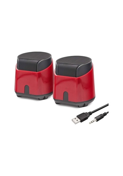 Masaüstü Hoparlör 1+1 Usb + 3.5mm - Kırmızı Hd6024r