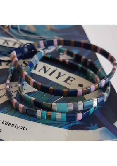 By Nilosh El Yapımı 3’lü Tila Bileklik – Denim Mavi Kombin