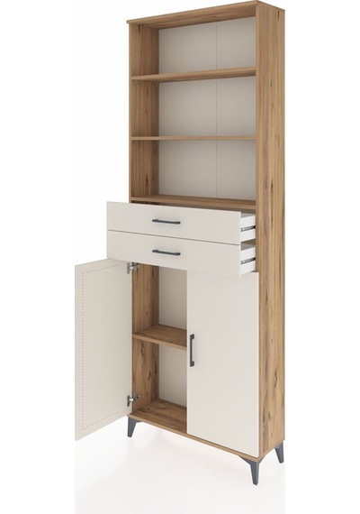 Arges Dolap 4 Raflı 2 Çekmeceli 2 Kapaklı 88x30x243 Çam-aytaşı Çam