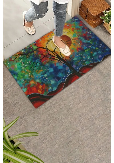 Valerine Life Masalsı Güneş Işıltılı Renklerin Dansı Welcome Hoş Geldiniz Kapı Önü Paspası 45x70cm Kahverengi