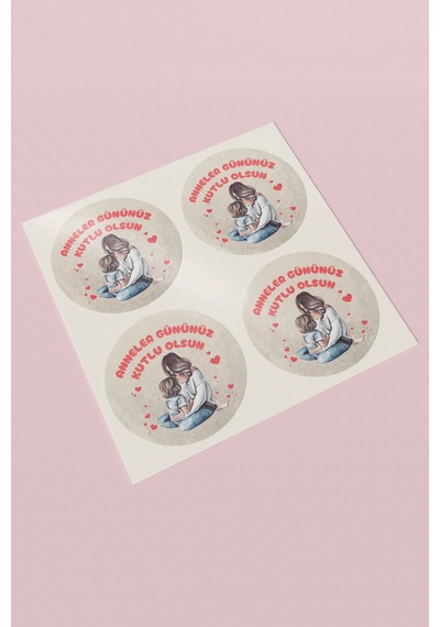 Kalpli Anneler Günü Kutlu Olsun Sticker 3x3cm St2384 Çok Renkli
