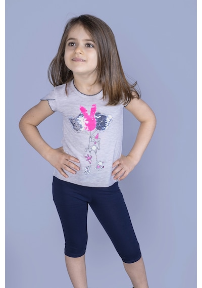 Toontoy Kids Toontoy Kız Çocuk Çevirmeli Pullu Takım Gri Melanj