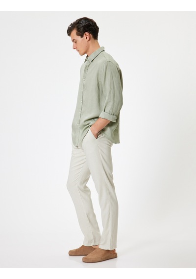 Koton Keten Pantolon Chino Cep Detaylı Düğmeli Bej 4sam40226hw Ekru Koton Keten Pantolon Chino Cep Detaylı Düğmeli Bej 4sam40226hw Ekru