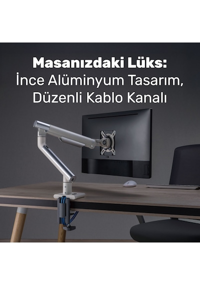 Npo Std49012uw Elysium 17"-32" Ultra Slim Alüminyum 2xusb Amortisörlü Vesa Tekli Monitör Tutucu
