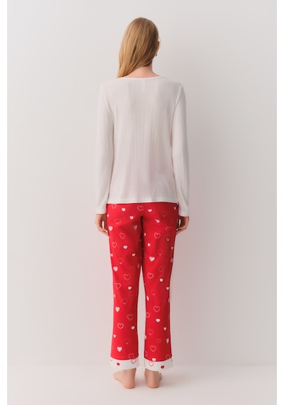 Suwen Love Pijama Takımı Sh2624466095 Kırmızı Desenli