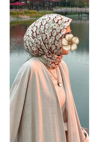 Qalortex Scarf Pamuklu Pera Desen Eşarp - Fıstık