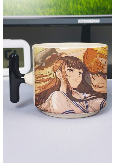 Fruits Basket Anime Baskılı Seramik Lüks Kupa 1 Adet T Şeklinde Özel Siyah Kulp Dalga Kulp V3t Çok Renkli