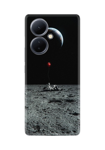 Vivo V29 Lite Kılıf Silikon Desen Özel Seri Astronoot Red Baloon 1608