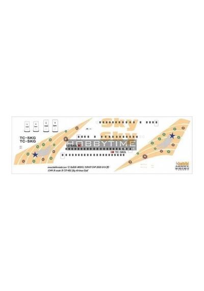Babibi Dat01020 1/144 Ölçek, Sky Airlines,boeing 737-400, Gold, Dekal Çıkartma