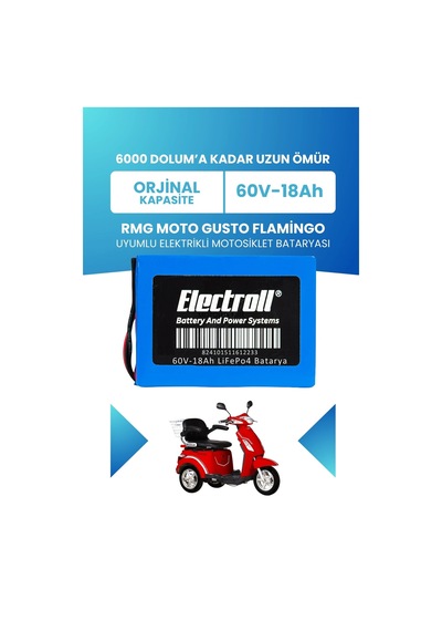 Rmg Moto Gusto Flamingo Batarya Standart Kapasite Lifepo4 60v 18ah Elektrikli Motosiklet Bataryası