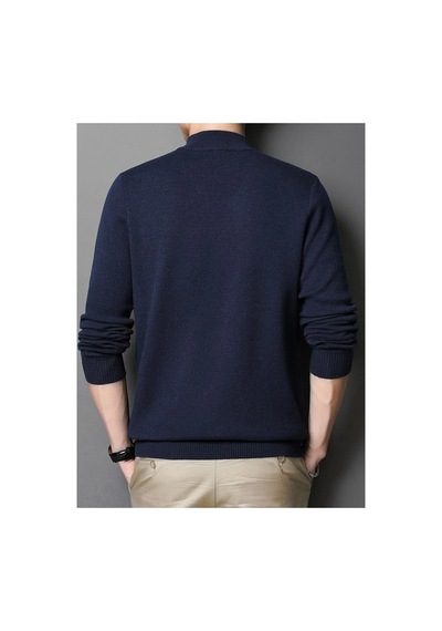 Slim Fit Yarım Balıkçı Yaka Triko Kazak Lacivert