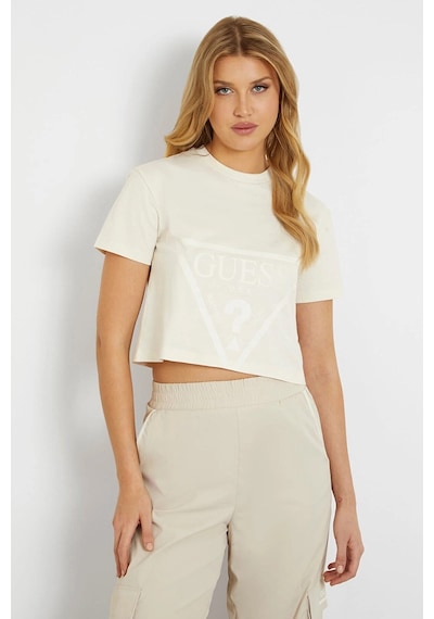 Guess Adele Aktif Boxy Fit Kadın T-shirt V2yı06k8hm0 Ekru