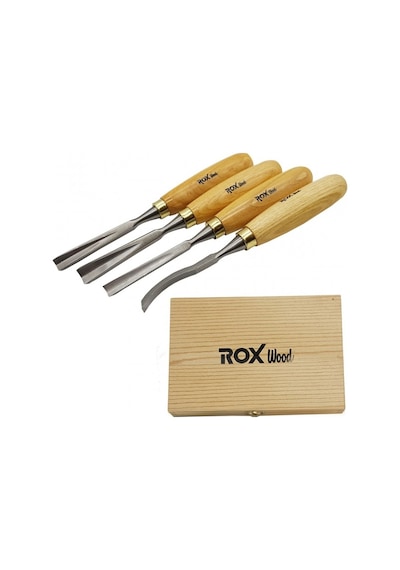 Rox Wood 15399076 Ahşap Oyma Iskarpela Seti 4 Parça Ahşap Kutulu
