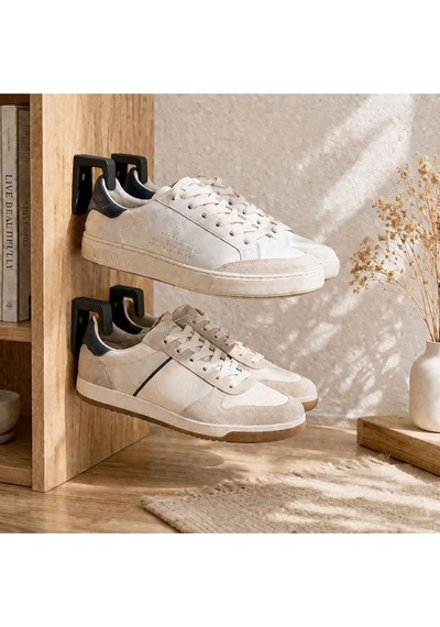 Duvar Tipi Ayakkabı Askısı 2 Li Set Sneaker Duvar Rafı Yer Kaplamayan Organizer Siyah