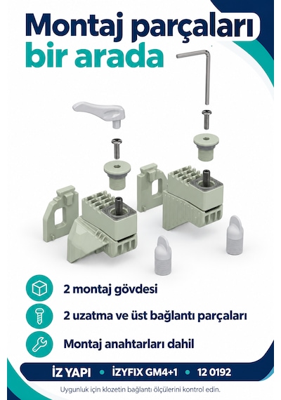 İz Yapı Izyfıx Gm4+1 Asma Klozet Gizli Montaj Seti 35 Mm Uyumlu Uzatmalı Çok Renkli