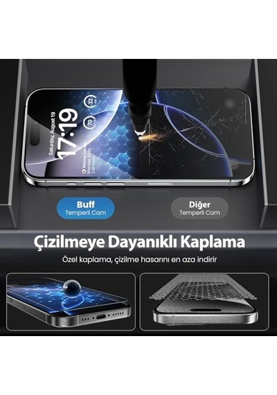 5d Glass Easyfit 2 Adet Kolay Uygulama Aparatlı Ekran Koruyucu Temperli Şeffaf Cam Apple iPhone Uyumlu 17 Pro Max/Apple iPhone Uyumlu 16 Pro Ma