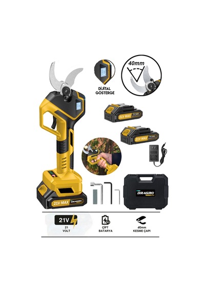 Dragro Dr-8614f 42mm Led Ekranlı S Profesyonel Akülü Bahçe Budama Makası