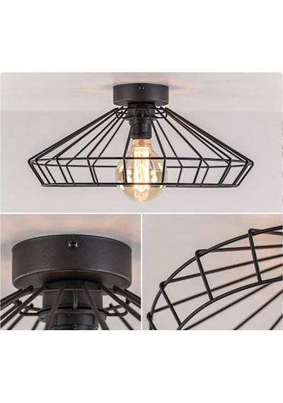 Mylights Mat Siyah Kafes Aramatür Avize 35 Cm