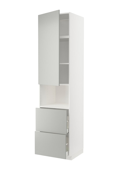 Mikrodalga Fırın Boy Dolabı, Havstorp Açık Gri-koyu Gri, 60x60x240 Cm, 1 Kapaklı, 2 Çekmeceli Ve 2 Raflı