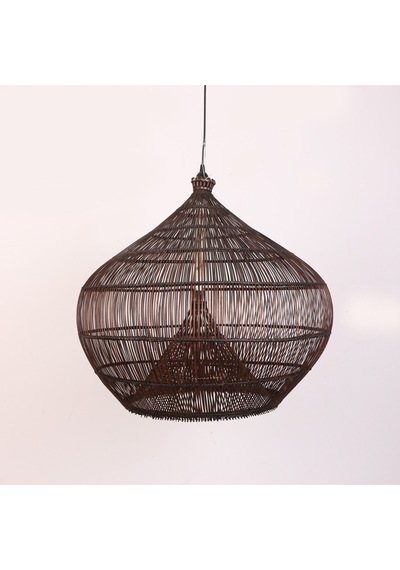 Atlas Doğal Rattan Avize 60x70 Cm Siyah