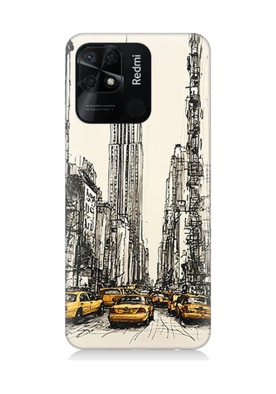 Xiaomi Redmi 10c Uyumlu New York Ve Taksiler Desenli Silikon Kılıf