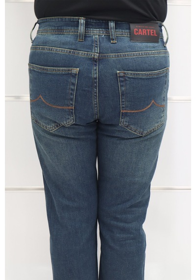 Denim Cartel Dmctekstil Erkek 977 Yeşil Yüksek Bel Rahat Kesim Boru Paça Jean Pantolon