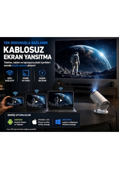 Hy300 Pro Akıllı Projektör 2gb Ram 16gb Rom Android Wifi 6 Bluetooth 5.0 4k Destekli