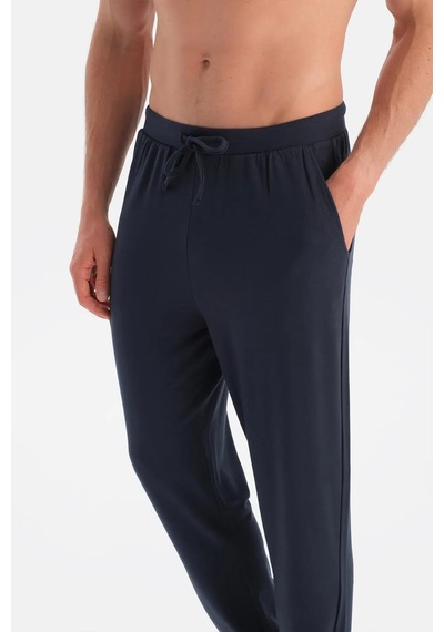 Dagi Erkek Detaylı Uzun Kollu Tişört Pantolon Pijama Takımı Lacivert M