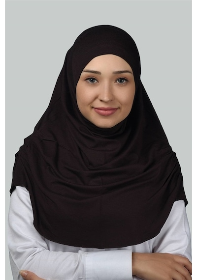 Altobeh Hazır Türban Büzgülü Pileli Pratik Eşarp Tesettür Hijab - Namaz Örtüsü - Koyu Kahverengi