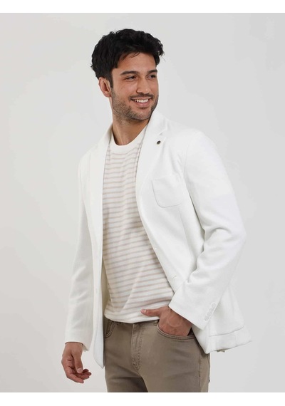 Dufy Ekru Erkek Slim Fit Düz Mono Yaka Casual Ceket - 104444-ekru Ekru