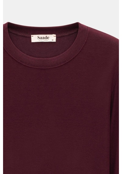 Saade Sââde Kadın Bisiklet Yaka Parmak Geçmeli Uzun Kollu Body/bluz Bordo