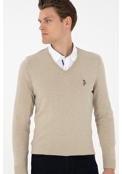 U.S. Polo Assn. Erkek Slim Fit V Yaka Haki Melanj Basic Kazak 50288885-VR193 U.S. Polo Assn. Erkek Slim Fit V Yaka Haki Melanj Basic Kazak 50288885-VR193