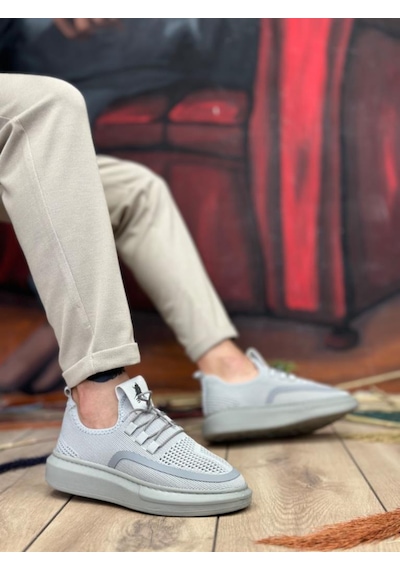 Ba0375 Özel Örme Triko Tarz Gri Renk Spor Ayakkabı