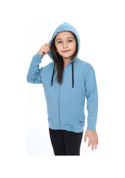 Toontoy Kız Çocuk Nakışlı Hırka Mavi