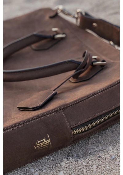 Montroi Nubuck Deri Evrak Çantası Lüks Dayanıklı Unisex Iş Çantası Kahverengi