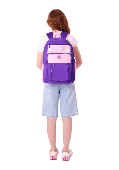 Kauko Holiday Kız Çocuk Altı Bölmeli Rozetli Okul Sırt Çantası - Mor Pembe - K1829 Mor - Pembe