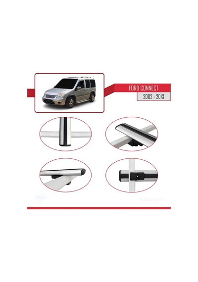 Ford Connect 2002-2013 Arası İle Uyumlu Basic Model Ara Atkı Tavan Barı Gri 3 Adet