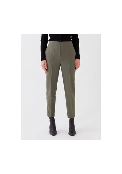LC Waikiki Lcwaıkıkı Classic Haki Beli Lastikli Standart Fit Kadın Pantolon